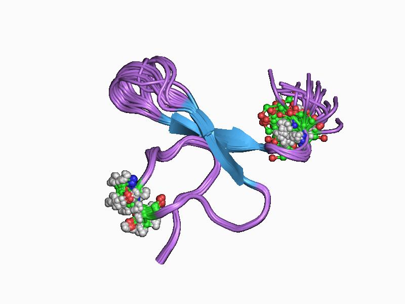 Solution NMR ensemble of the short peptide toxin conotoxin GS, PDB 1AG7